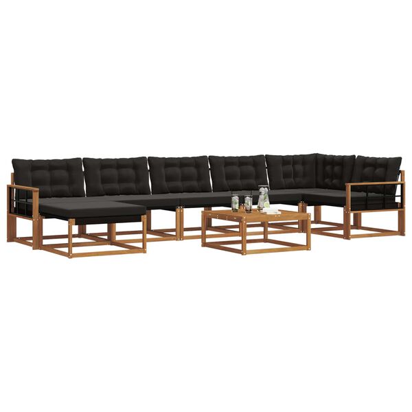 vidaXL Set vanjskih sofa 22 pcs Prirodna i crna Čvrsto drvo akacije