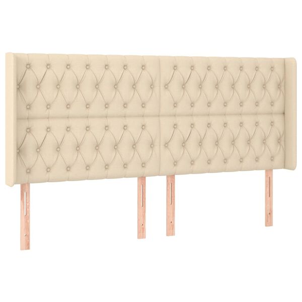 vidaXL LED uzglavlje krem 183 x 16 x 118/128 cm od tkanine