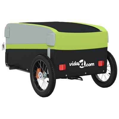 vidaXL Prikolica za bicikl crno-zelena 30 kg željezna