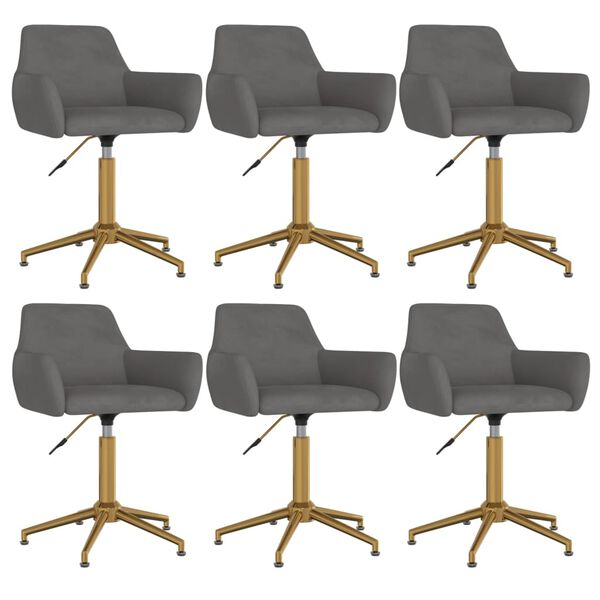 vidaXL Okretne blagovaonske stolice 6 kom tamnosive bar&scaron;unaste