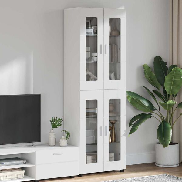 vidaXL Highboard s policom FLORIN Visoki sjaj bijela 60 x 35 x 182 cm