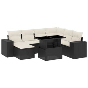vidaXL 8-dijelni set vrtnih sofa od poliratana s jastucima crni