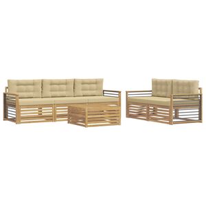 vidaXL Set vanjskih sofa 6 pcs Bijela i bež