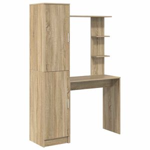 vidaXL Stol s policom s pohranom s vratima 2 kom. Sonoma hrast
