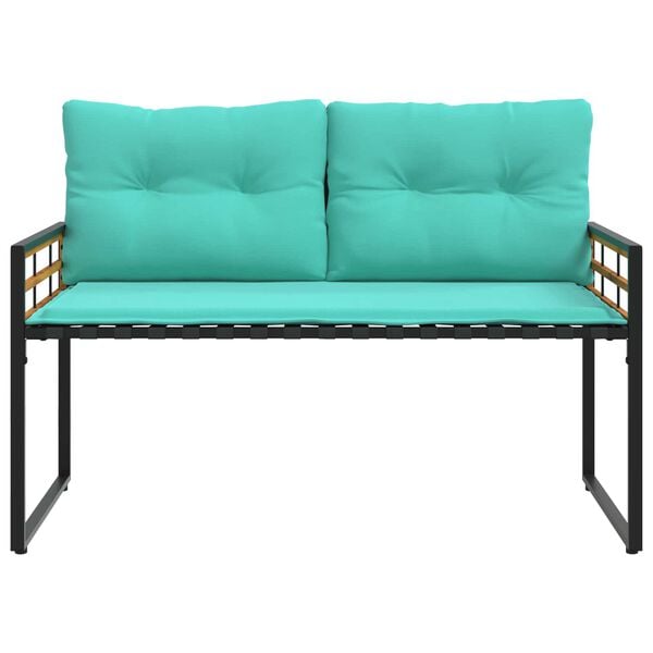 vidaXL Drvena klupska klupa s jastukom Tirkizna 114 x 55 x 77 cm