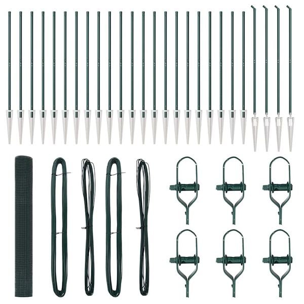 vidaXL Ograda s stupovima Zelena 1.2 x 50 m Čelik