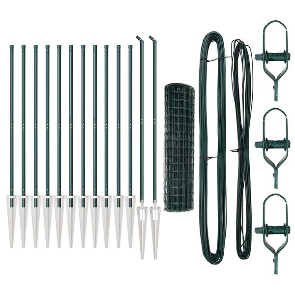 vidaXL Ograda s postovima Zelena 1 x 25 m Čelik i PVC