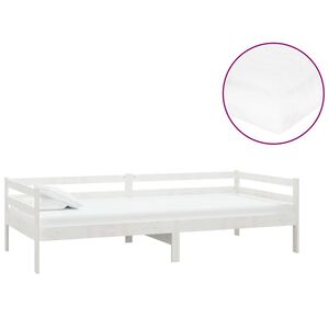 vidaXL Dnevni ležaj s madracem 90 x 200 cm bijeli od masivne borovine