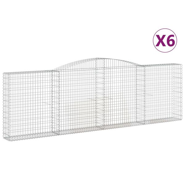 vidaXL Lučne gabionske košare 6 kom 400x30x120/140cm pocinčano željezo