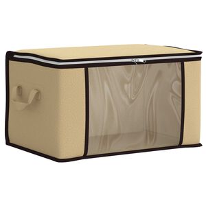 vidaXL Kutija za pohranu s prozirnim bočnim oknom Krem 43 x 34 x 23 cm