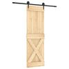 vidaXL Klizna vrata Prirodna i crna 70 x 210 cm Čvrsta borovina