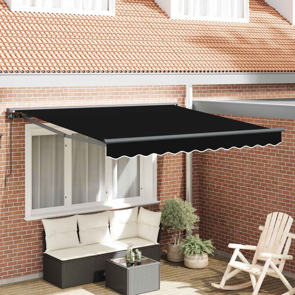 vidaXL Skrovita tenda Crna 300 x 250 cm Aluminij i Tkanina