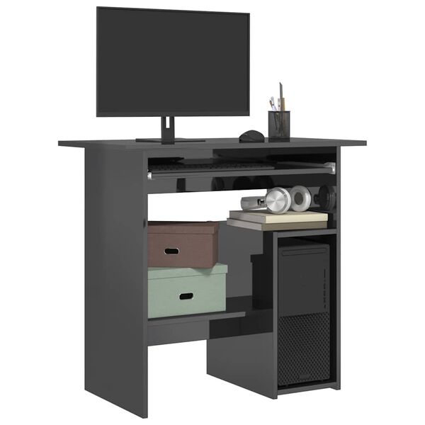 vidaXL Radni stol visoki sjaj sivi 80 x 45 x 74 cm od iverice