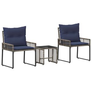 vidaXL Set vanjskog namje&scaron;taja 7 pcs Siva i tamnoplava poliratan
