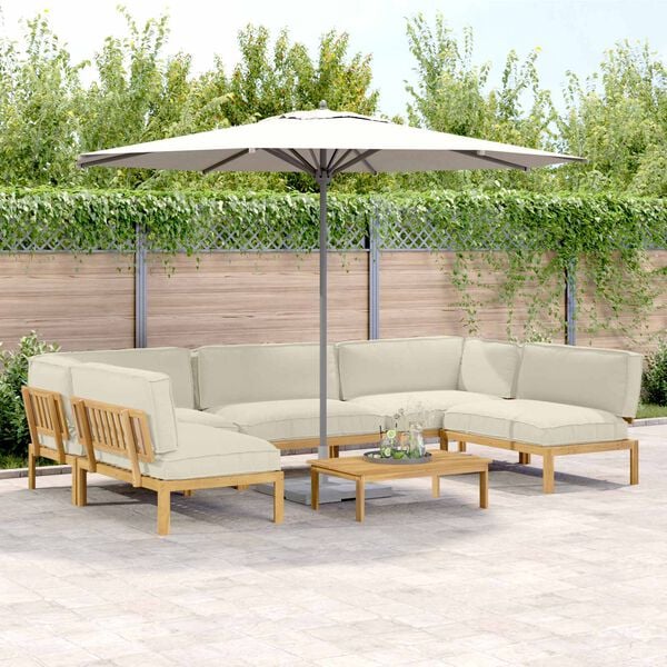 vidaXL Set sofe s jastukom Jednobojno 6 pcs Krema Čvrsto drvo akacije