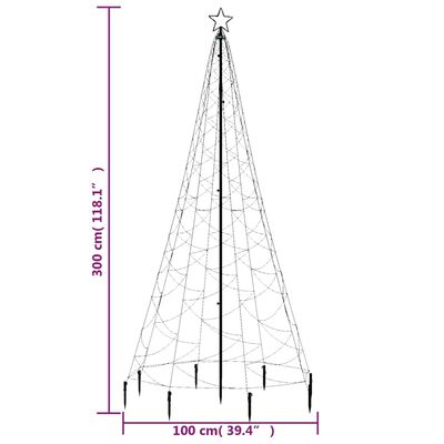 vidaXL Božićno drvce s metalnim stupom 500 LED tople bijele 3 m
