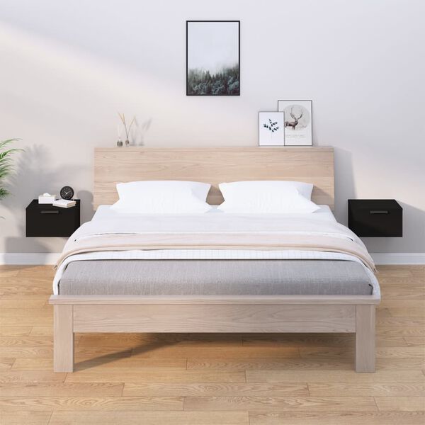 vidaXL Zidni noćni ormarići 2 kom crni 34 x 30 x 20 cm