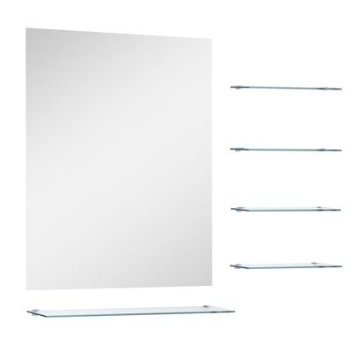 vidaXL Zidno ogledalo s 5 polica srebrno 50 x 60 cm