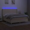 vidaXL Krevet box spring s madracem LED krem 160x200 cm od tkanine