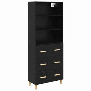 vidaXL Highboard Crni hrast 69,5 x 32,5 x 180 cm Konstruirano drvo