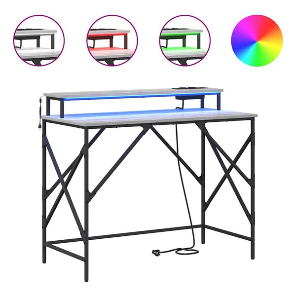 vidaXL Stol s policom Siva Sonoma 100 x 50 x 86,5 cm Konstruirano drvo