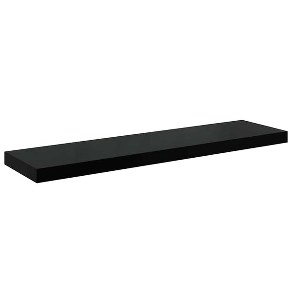 vidaXL Plutajuća zidna polica visoki sjaj crna 90 x 23,5 x 3,8 cm MDF