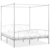 vidaXL Okvir za krevet s nadstre&scaron;nicom bijeli metalni 180 x 200 cm
