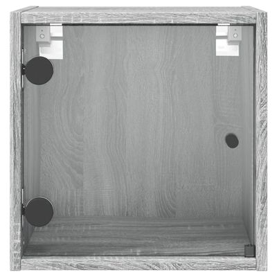 vidaXL Noćni ormarić sa staklenim vratima boja hrasta 35 x 37 x 35 cm