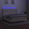 vidaXL Krevet box spring s madracem LED krem 180x200 cm od tkanine