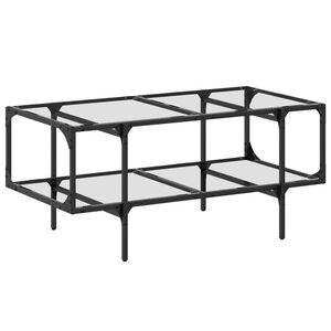 vidaXL Stolić s prozirnom staklenom povr&scaron;inom 98,5x50x45 cm čelik