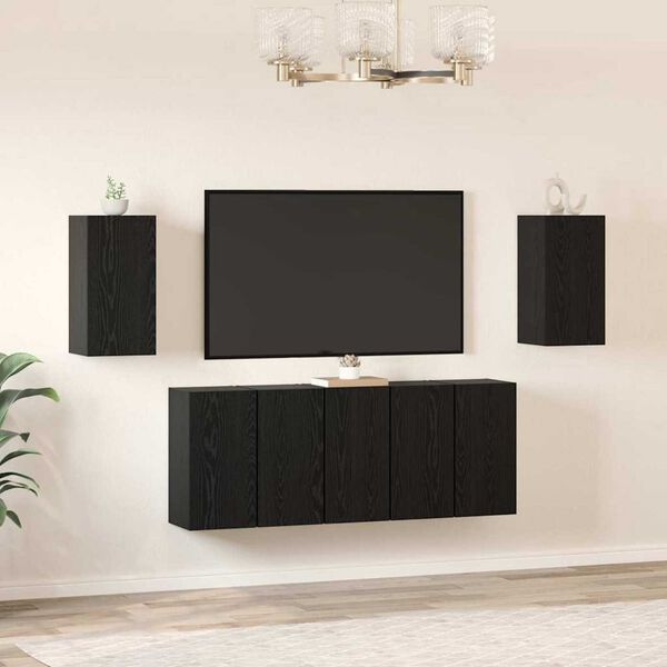 vidaXL Set TV komoda Zidne 7 pcs Crni hrast 30,5 x 30 x 60 cm