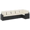 vidaXL 6-dijelni set vrtnih sofa s jastucima crni od poliratana