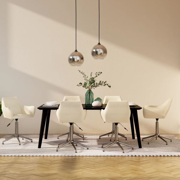 vidaXL Okretne blagovaonske stolice od tkanine 6 kom krem