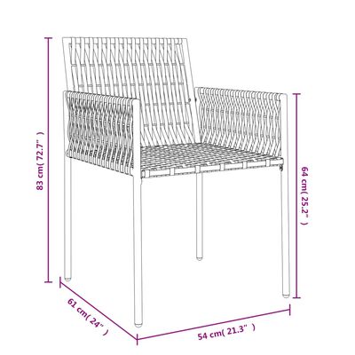 vidaXL Vrtne stolice s jastucima 4 kom crne 54x61x83 cm od poliratana