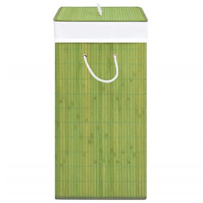 vidaXL Košara za rublje od bambusa s 2 odjeljka zelena 100 L