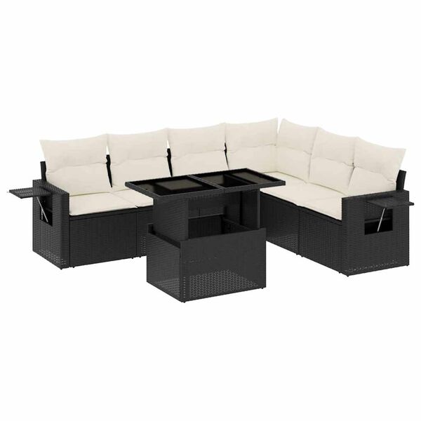 vidaXL 7-dijelni set vrtnih sofa od poliratana s jastucima crni