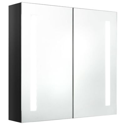 vidaXL LED kupaonski ormarić s ogledalom sjajni crni 62 x 14 x 60 cm