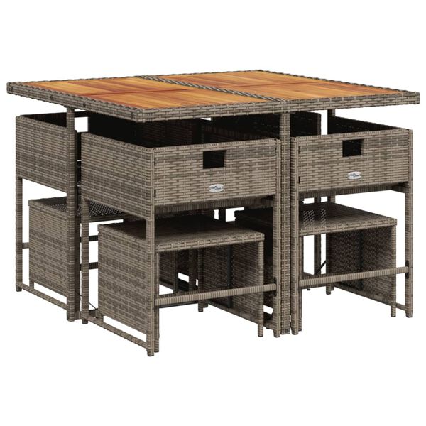 vidaXL 9-dijelni vrtni blagovaonski set sivi od poliratana