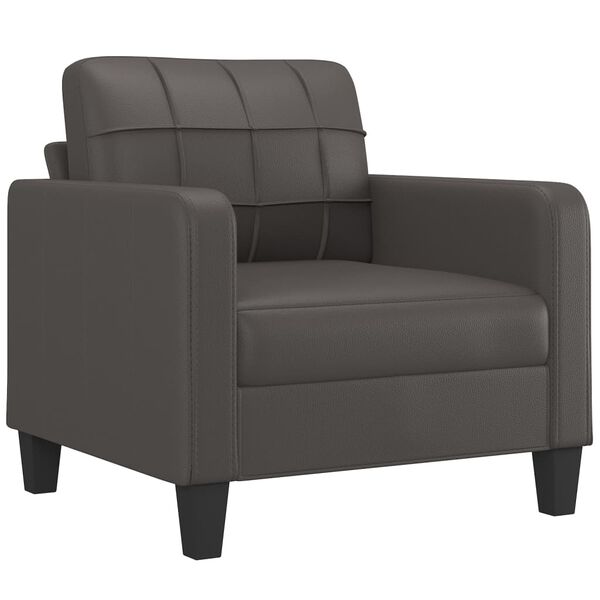 vidaXL Fotelja s tabureom siva 60 cm od umjetne kože