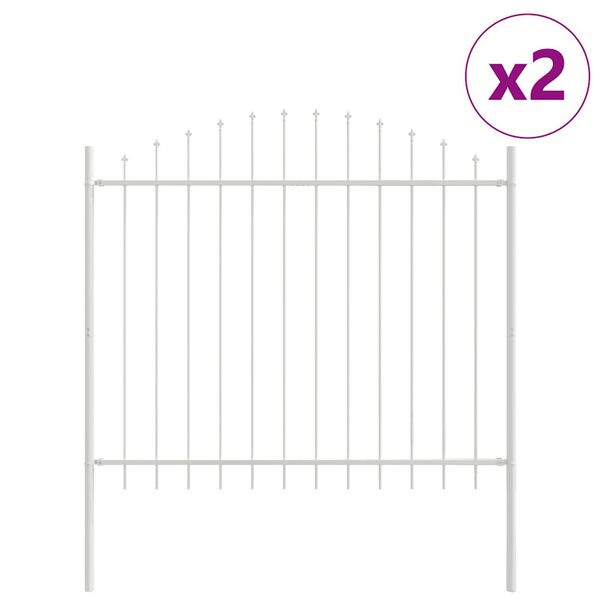 vidaXL Vrtna Ograda 2 pcs Bijelo 170 x 165 cm Čelik s prahom premazan