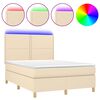 vidaXL Krevet box spring s madracem LED krem 140x190 cm od tkanine
