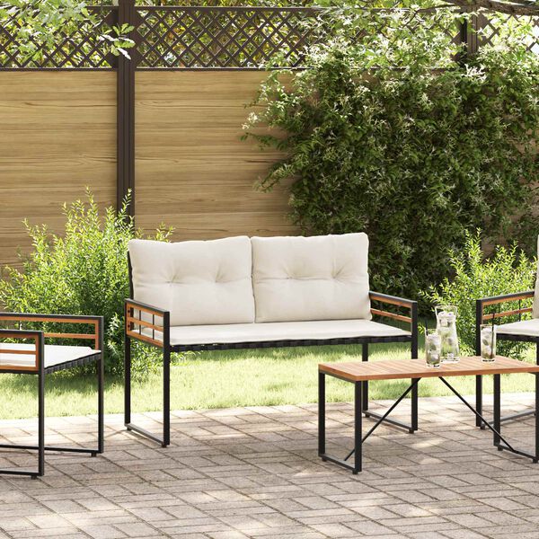 vidaXL Drvena klupska klupa s jastukom Krema 114 x 55 x 77 cm