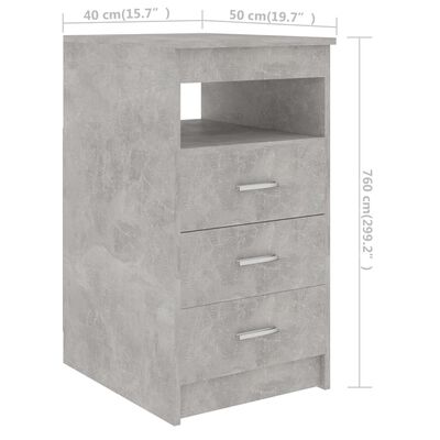 vidaXL Ladičar siva boja betona 40 x 50 x 76 cm od konstruiranog drva