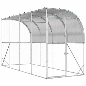 vidaXL Kavez za piletinu uz zid Srebrna 600 x 150 x 215 cm