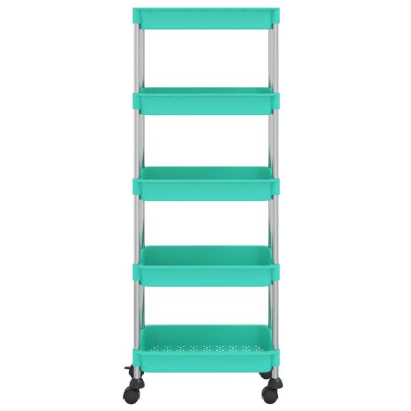vidaXL Kuhinjska kolica s 5 razina tirkizna 42x29x128 cm željezo i ABS