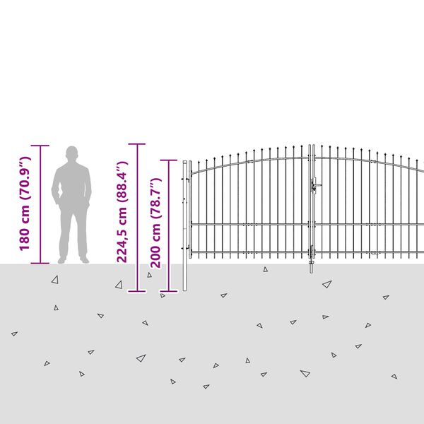vidaXL Vrtna vrata Woerden čelik 1,25x4 m crna