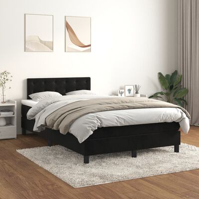 vidaXL Box spring krevet s madracem crni 120 x 200 cm baršunasti