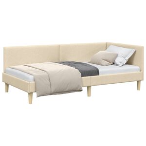 vidaXL Kutni okvir kreveta Krema 80 cm x 200 cm Tkanina i &scaron;perploča