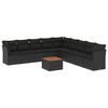 vidaXL 10-dijelni set vrtnih sofa s jastucima crni od poliratana