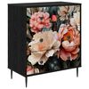 vidaXL Komoda BORNE Print lagane peonije 66 x 36,5 x 76 cm Crni hrast
